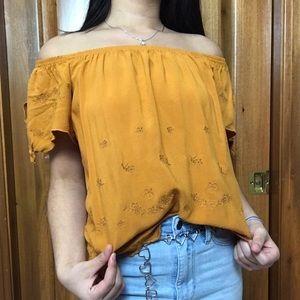 Charlotte Russe off the shoulder floral yellow top